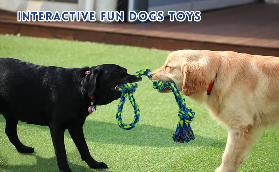 [3 Pack] Heavy Duty Dog Rope Toys-Large Tug & Chew Toy for Aggressive Chewers