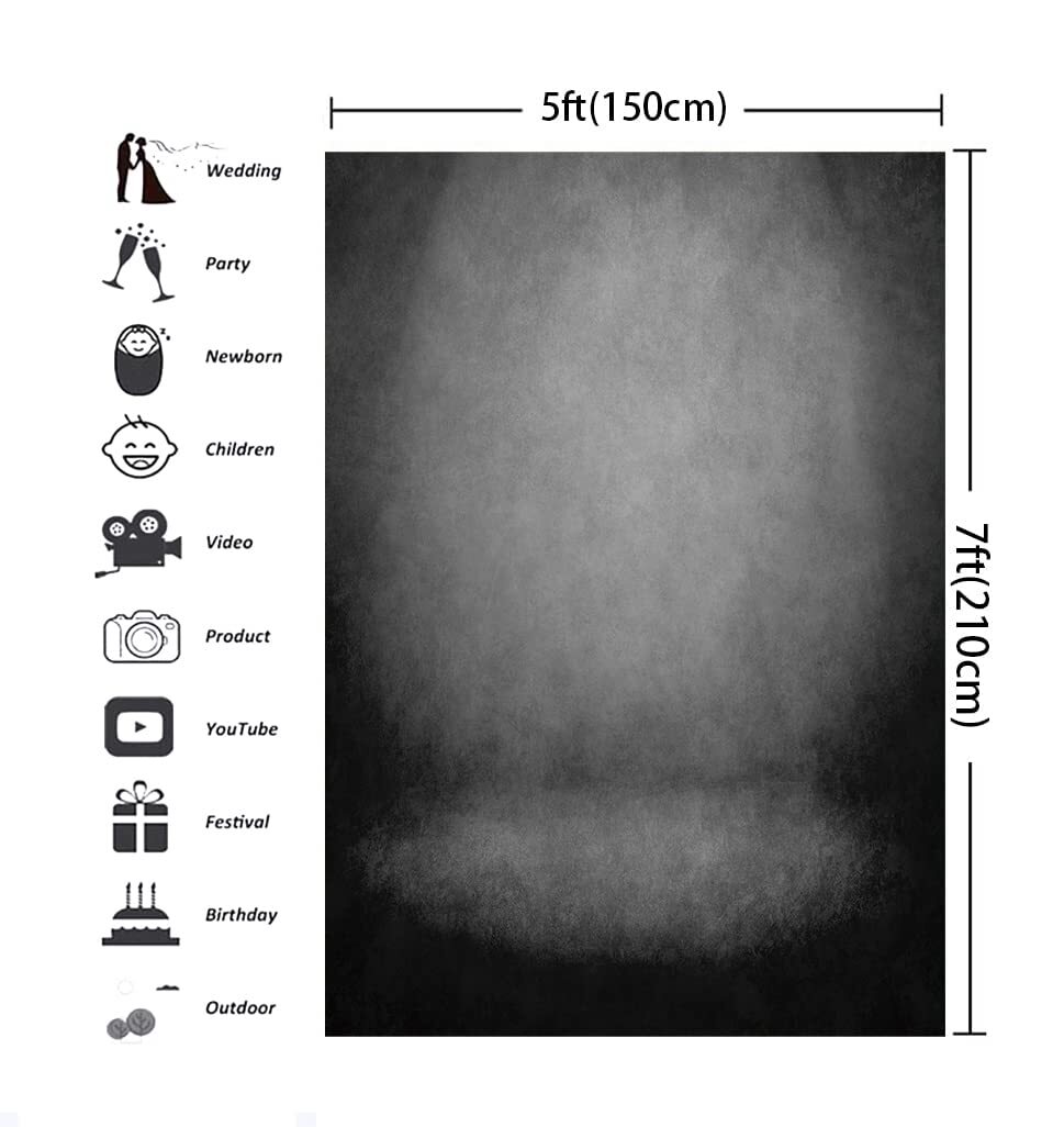 7x5Ft Black Abstract Portrait Backdrop Photography Background Studio Booth Props