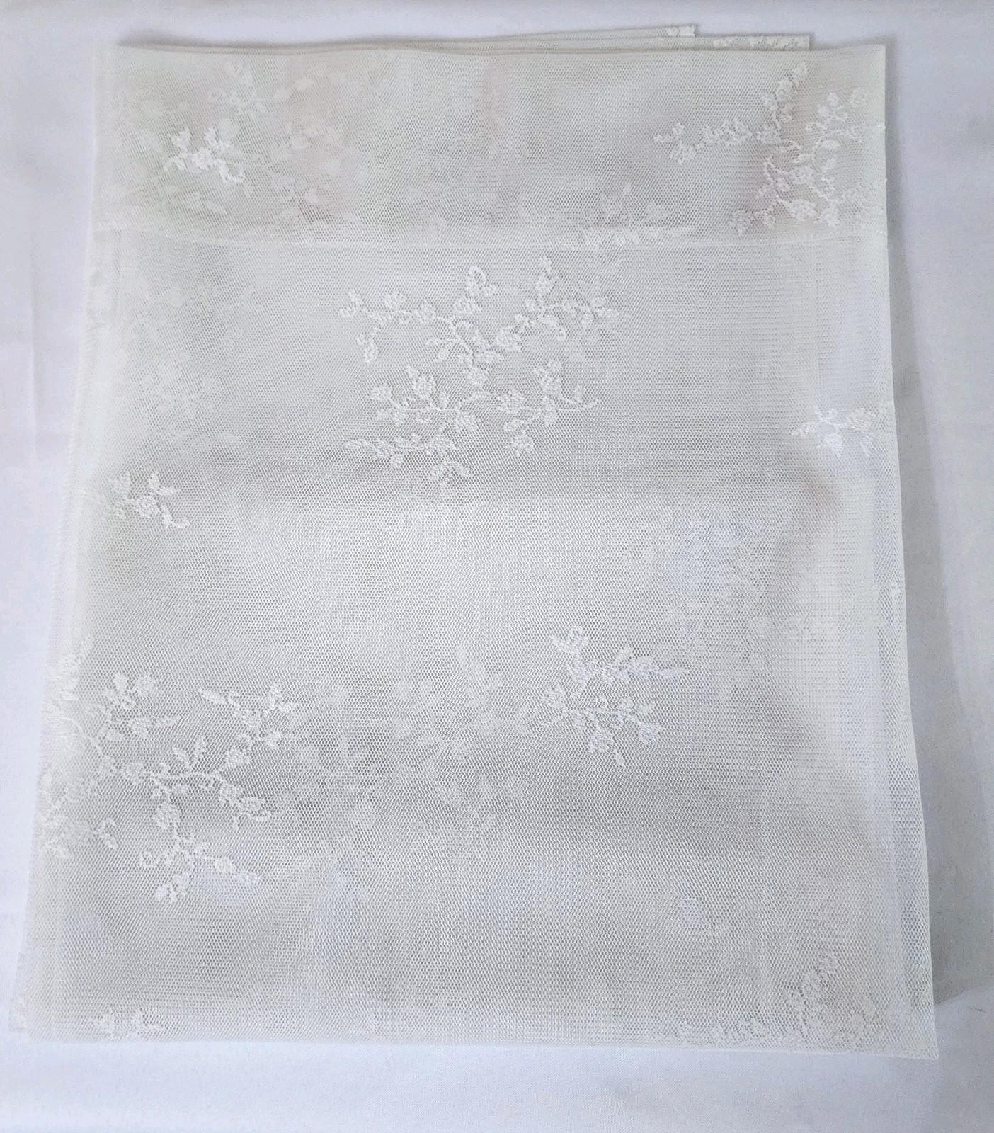Vintage Pair Floral Lace Curtain Panel Cottagecore Sheer Window Covering READ