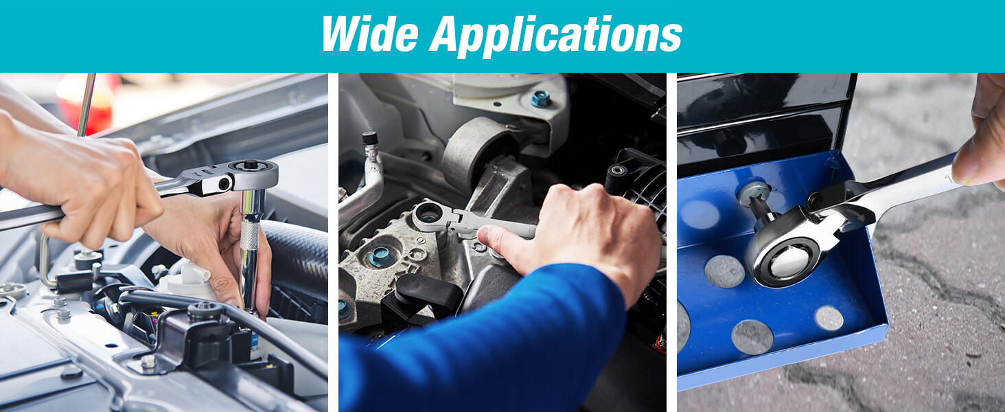 DURATECH 27PCS Extra Long Ratcheting Wrench Set Flex Head 8-22mm Socket Adapters