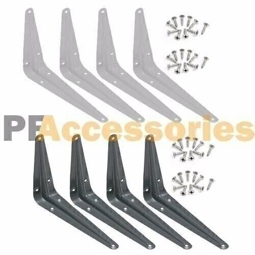Heavy Duty Utility Metal Wall Shelf Corner Bracket Shelfing Support White Grey