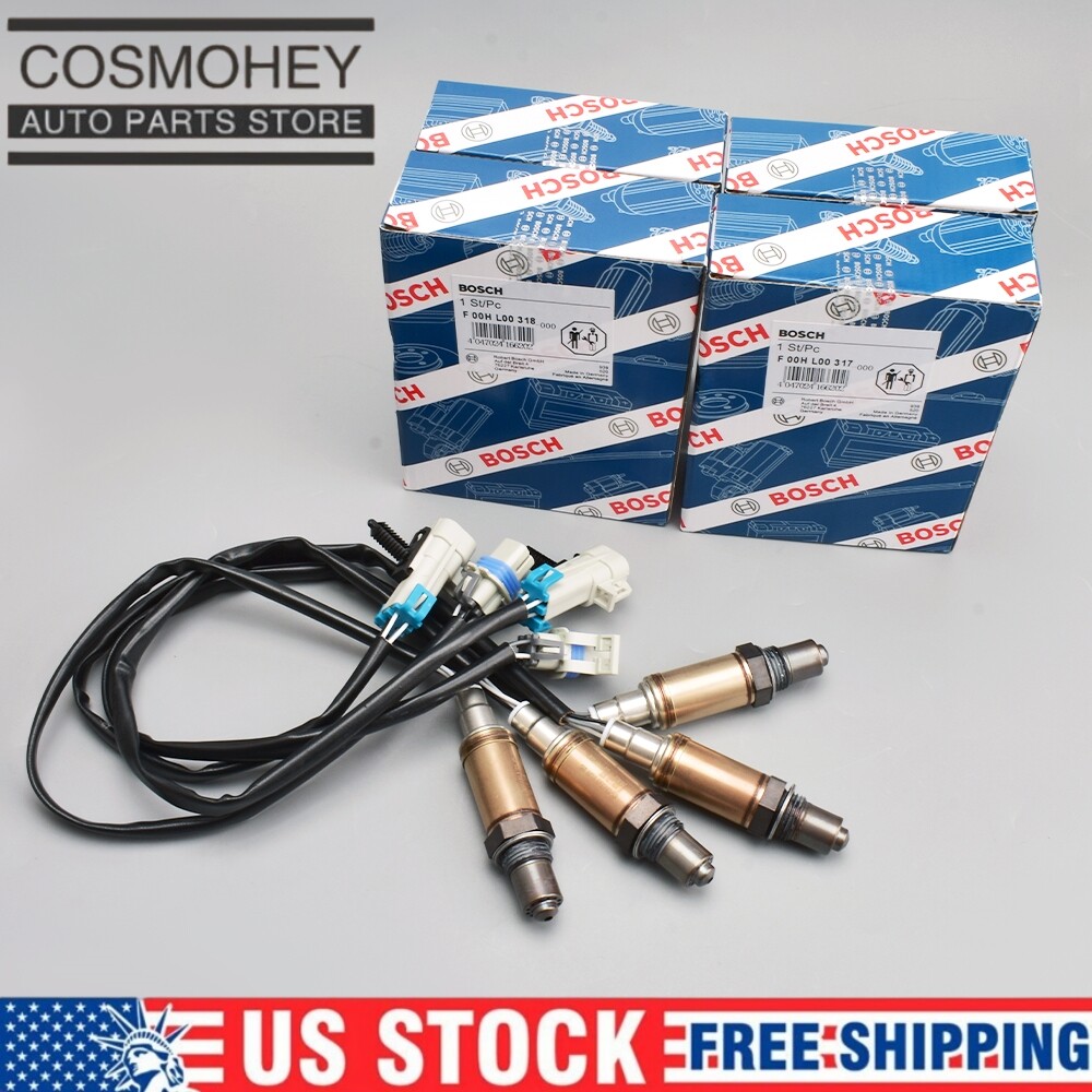 Set of 4 Bosch Oxygen O2 Sensor for 2008-2014 GM V8 4.8L 5.3L 6.0L 6.2L USA