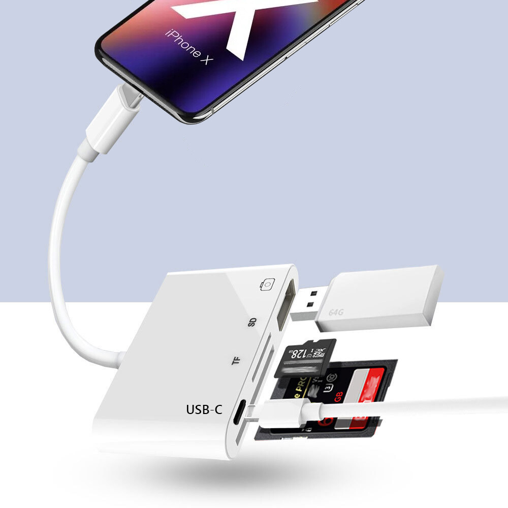 USB C to SD Card Reader with USB 3.0 Thunderbolt to Micro SD TF Card Reader