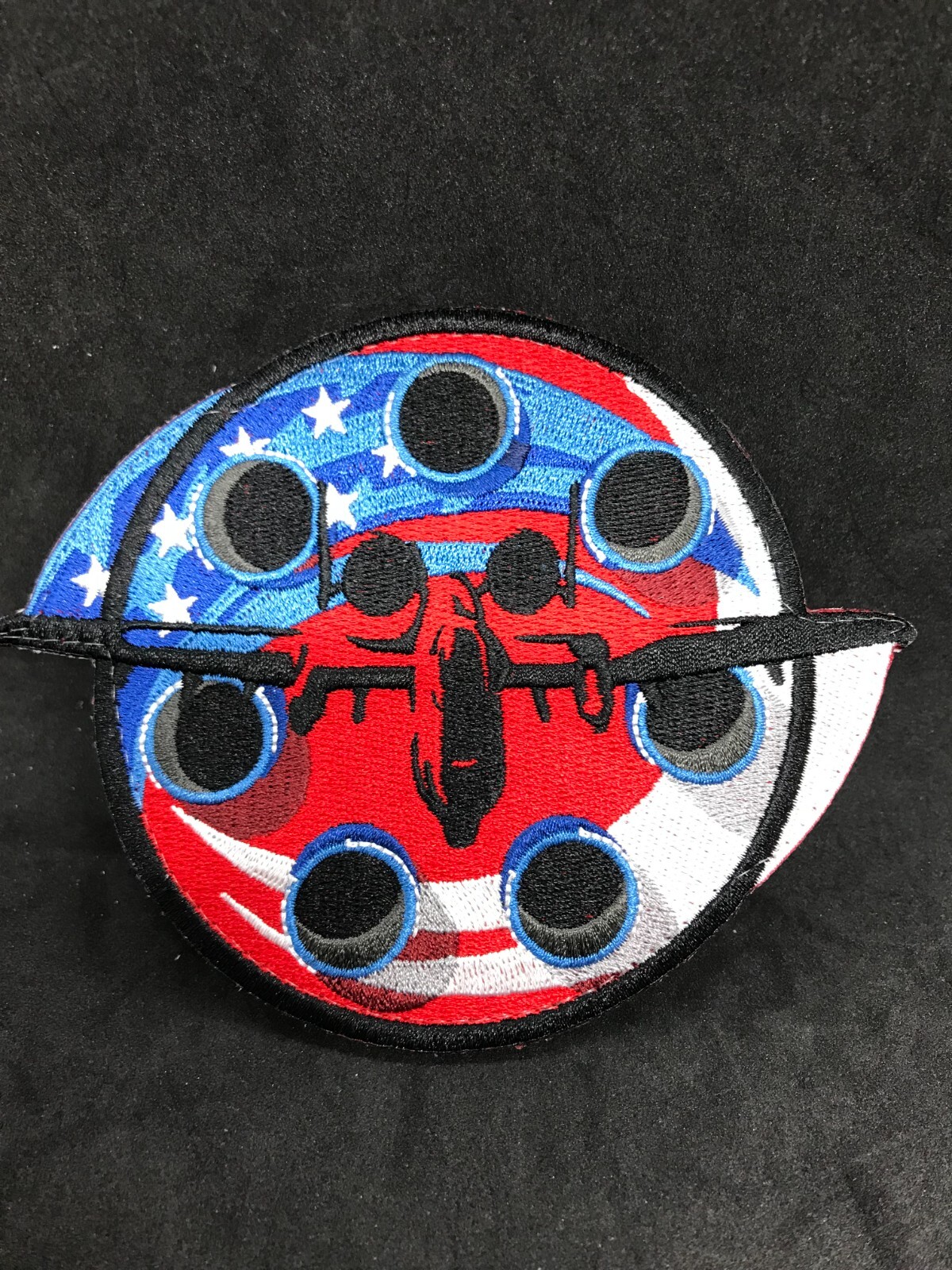 A-10 American Flag Swirl Patch Showcasing Gun Barrels, A-10 Warthog, USAF Patch