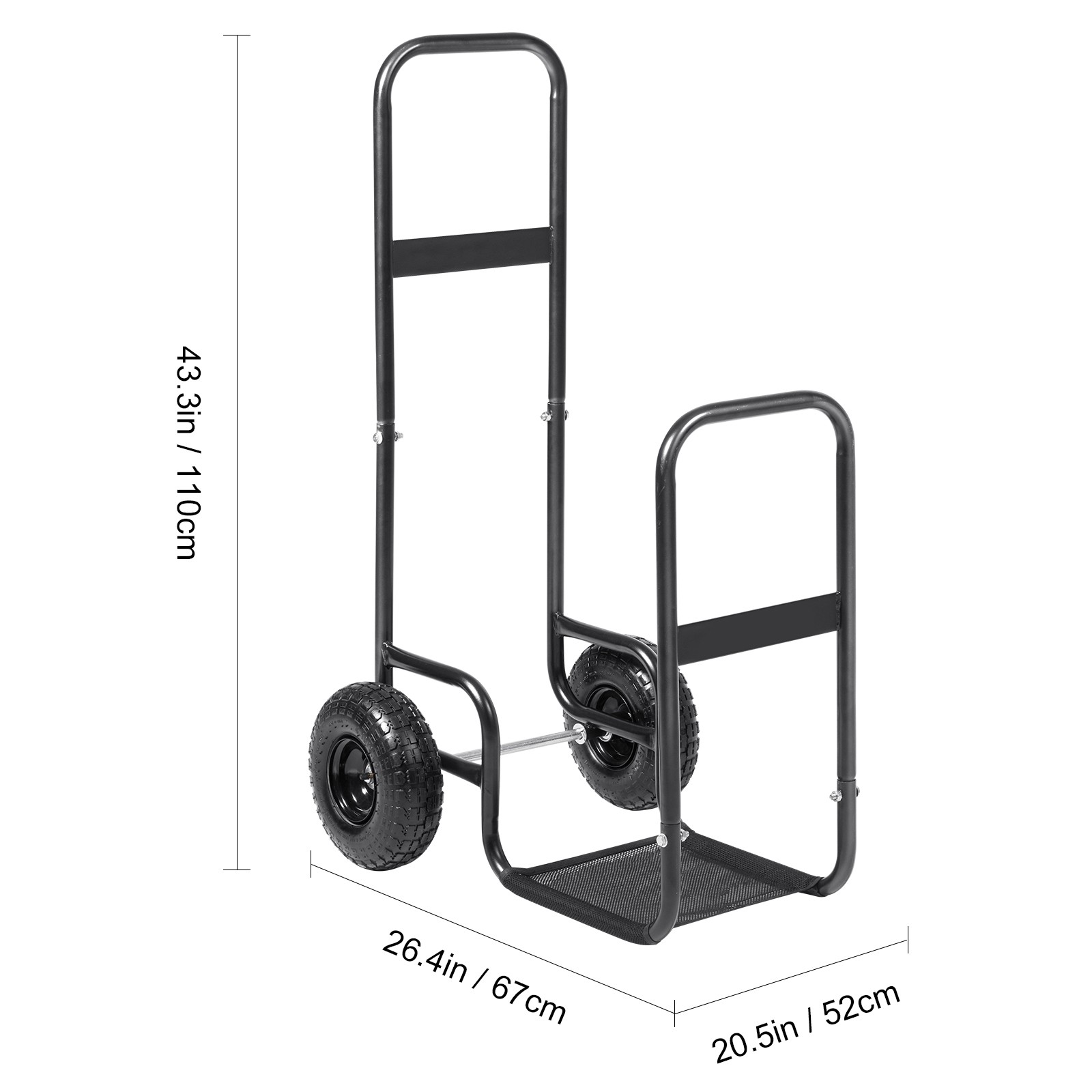 Firewood Log Cart Wood Mover Hauler 250lbs Capacity on Rubber Wheels Dolly