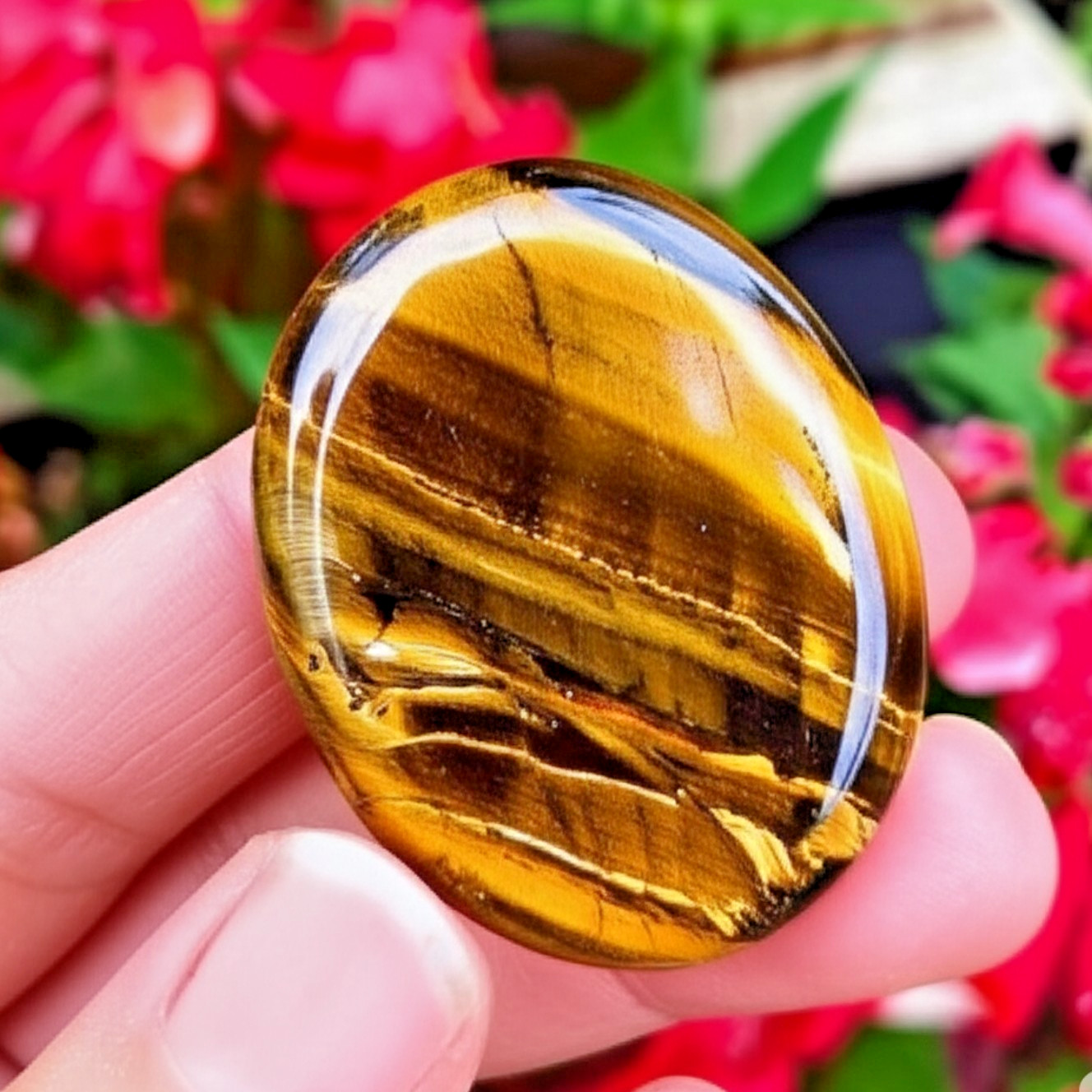 Natural Tiger Eye Palm Stone Smooth Polished Worry Stone Crystal Gemstone Gift