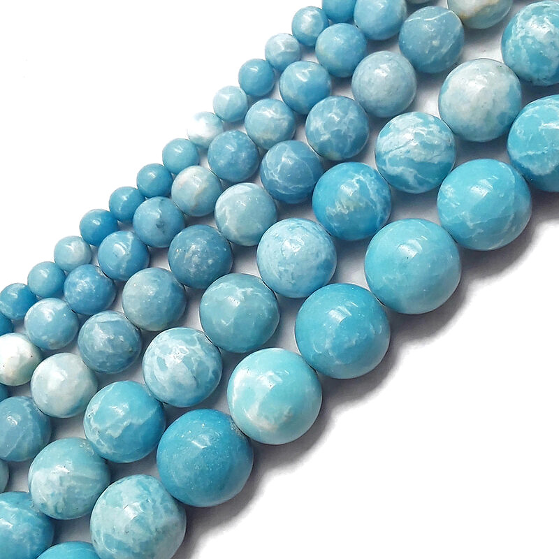 Larimar Quartz Smooth Round Beads 6mm 8mm 10mm 12mm 14mm 15.5" Strand