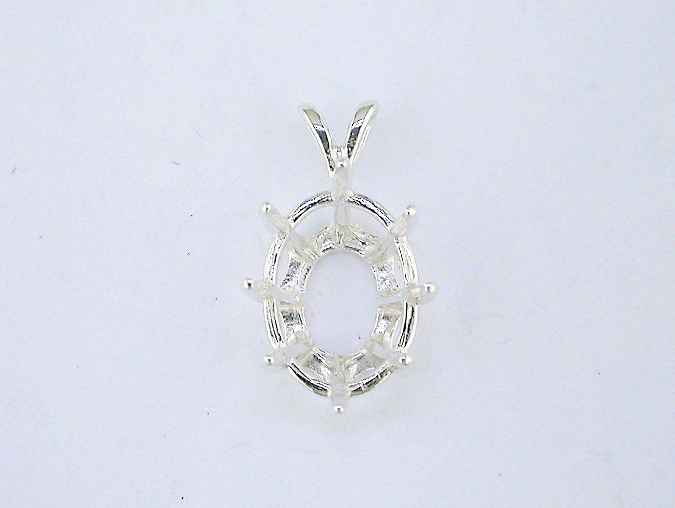 Oval Deep 8 Prong Pendant Setting Sterling Silver