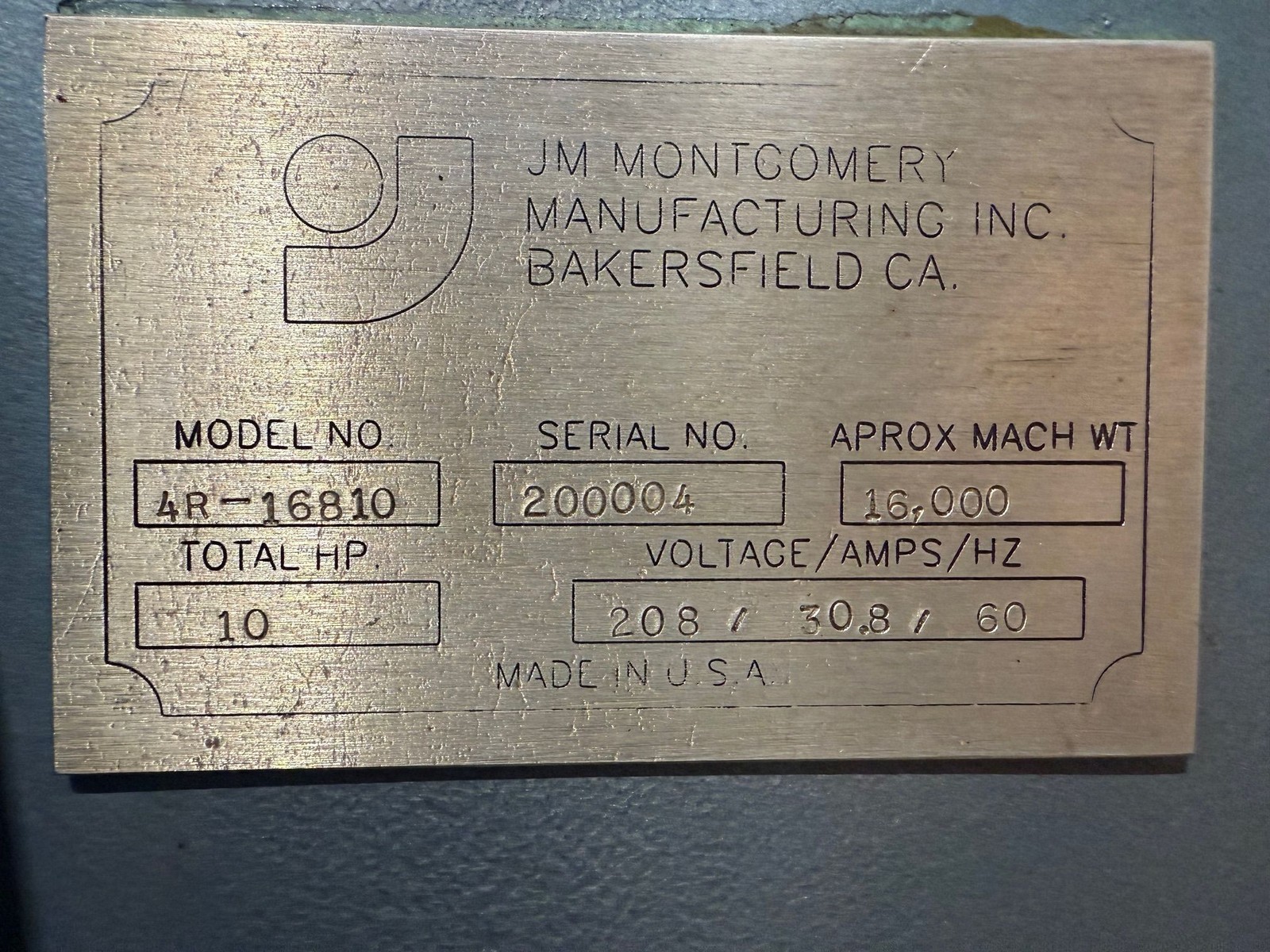 MONTGOMERY 4R-16810 14’ x 10 Gauge 4-Roll Plate Bending Roll #7659