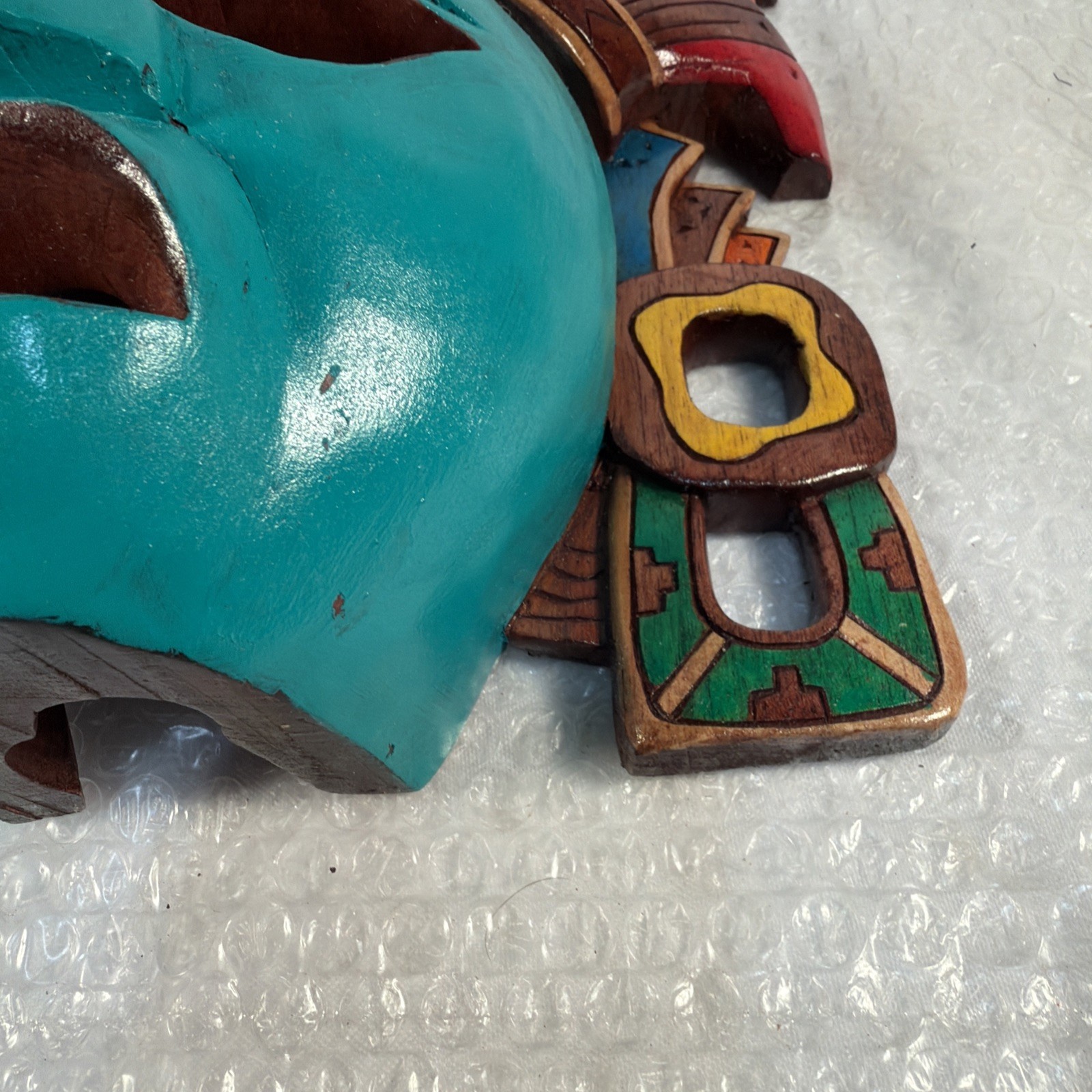 Hand-Carved Wooden Mayan Mask From Mexico