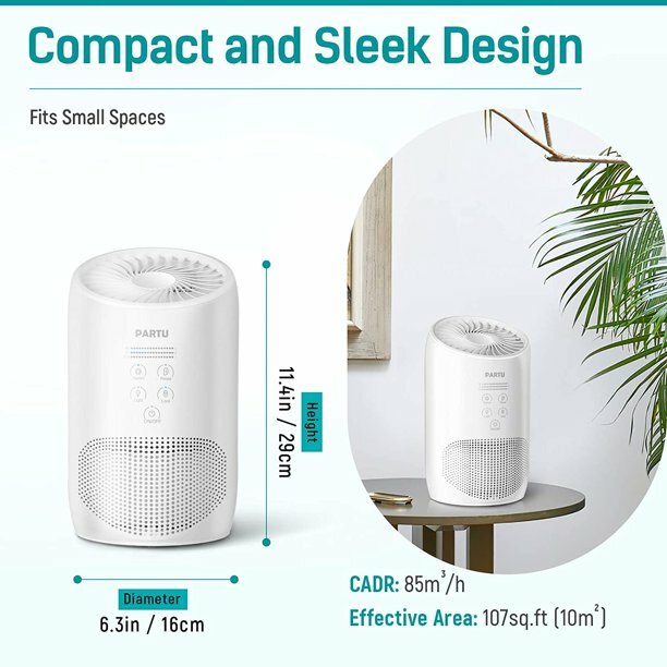 PARTU HEPA Air Purifier for Home with Fragrance Sponge NEW White BS-03