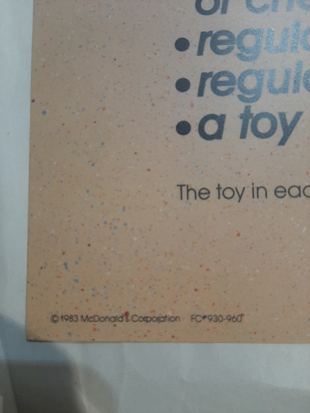 McDonalds Translite Circus Happy Meal 1983