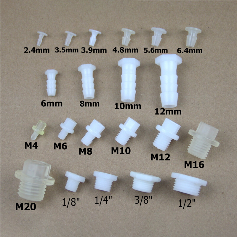 Plastic Tube Stopper Threaded Plugs Bung End Caps Barbed Hose Fitting Inserts
