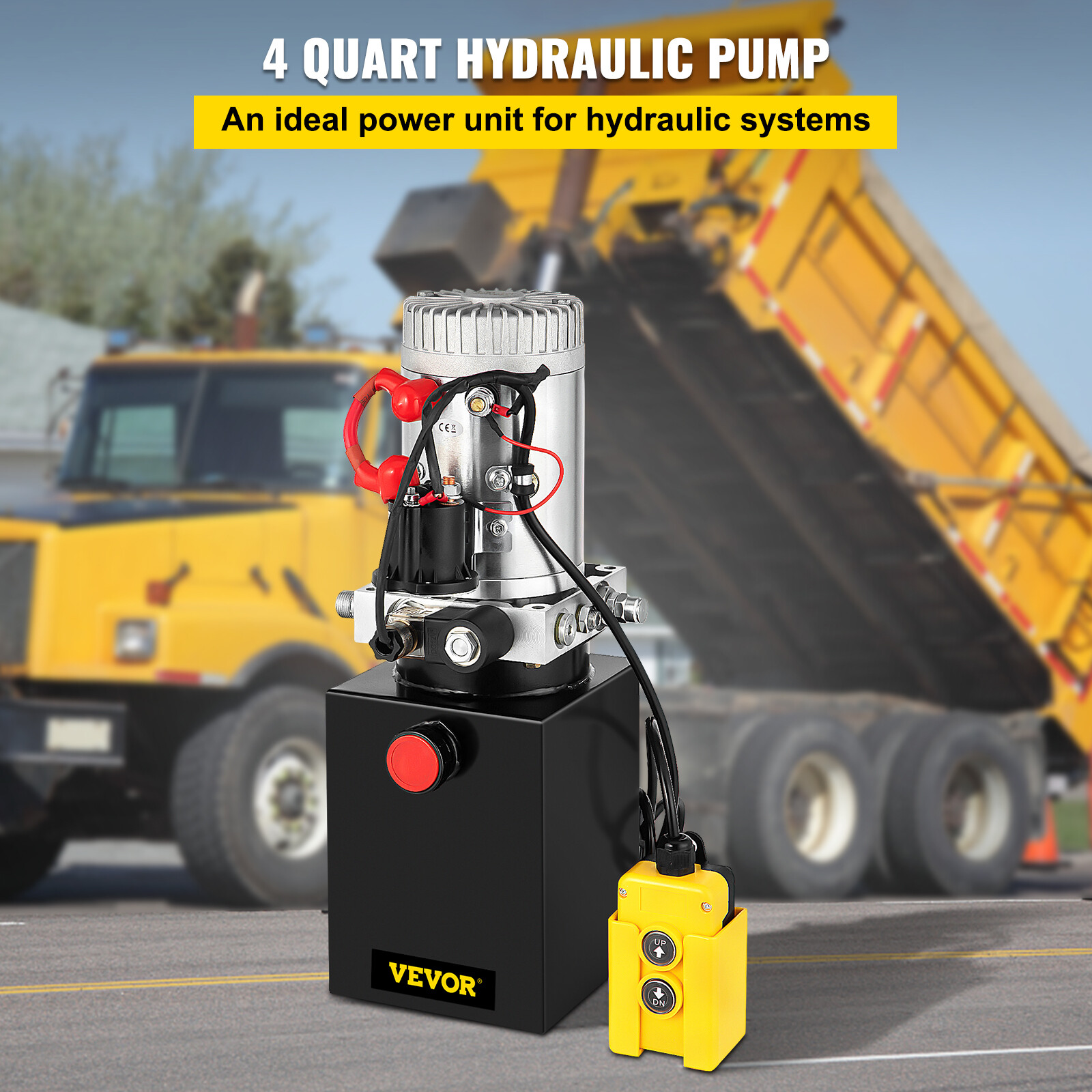 4 Quart Single Acting Hydraulic Dump Trailer Power Unit Lift Remote Remote