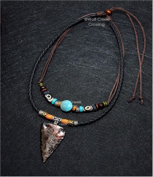 TRIBAL Leather STONE ARROWHEAD Adjustable 32" Necklace Turquoise HOT! FREE SHIP'