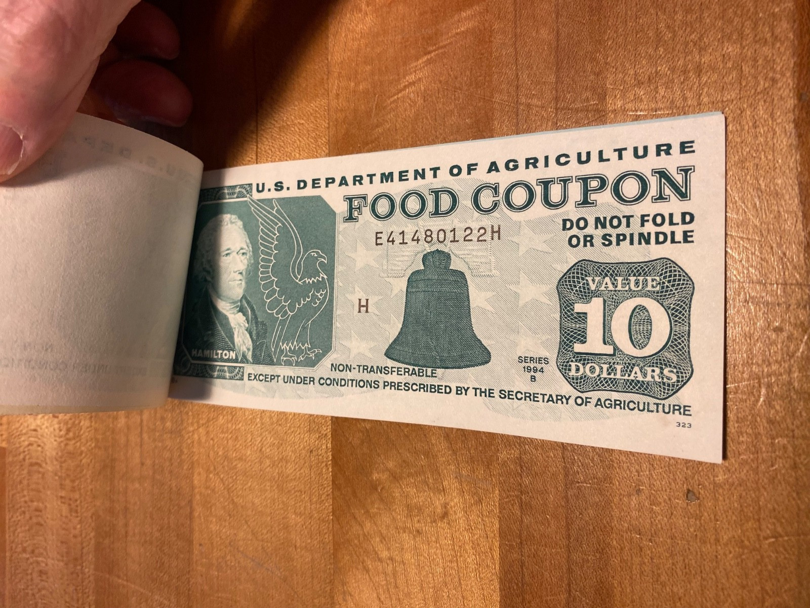 $65.00 - Food Stamp Coupon Book With TWO (2) $10.00 Coupons from 1994, M/C "H".