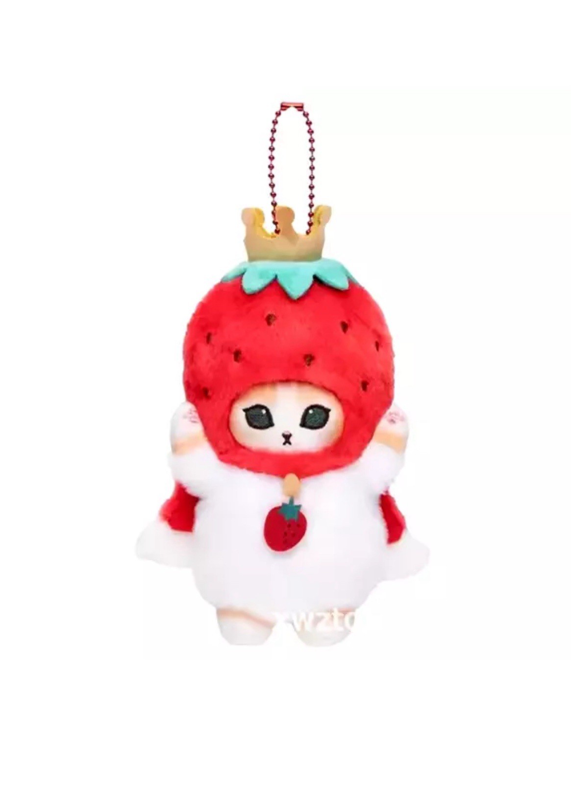 (Set of 2) Sanrio Strawberry Berry Mofusand Cat Plush Key Fob Charm Holder Toy