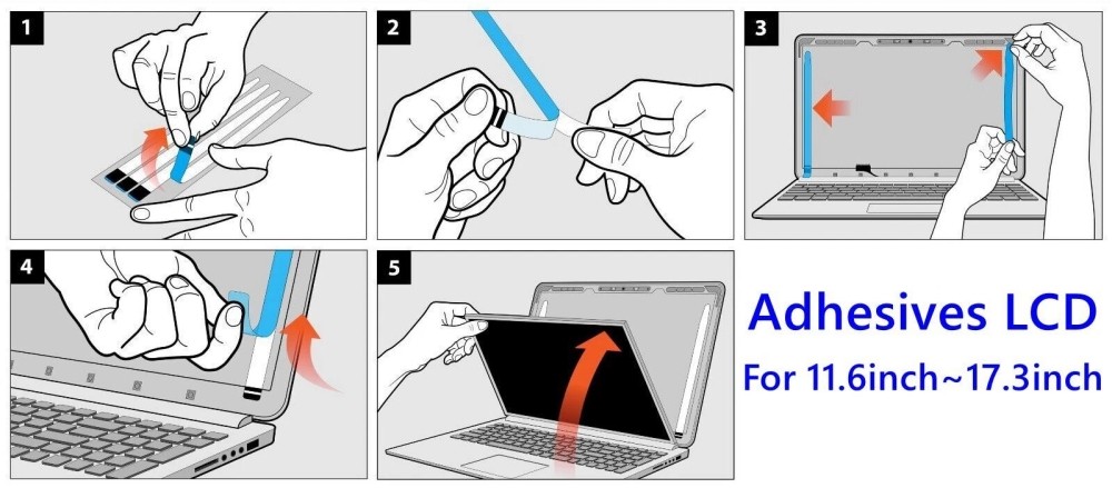 Universal Laptop Screen Adhesive Strips Double-Sided Easy Pull Tape 10pieces