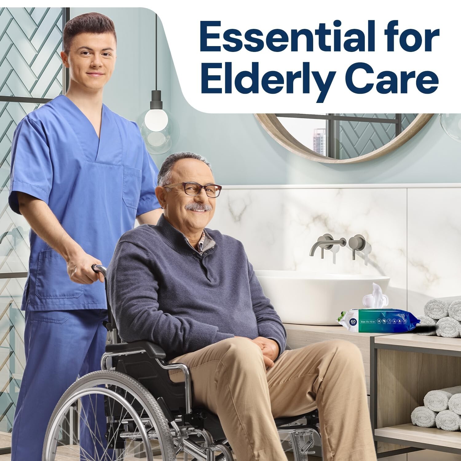 Adult Wipes For Elderly - 8"x13" 720ct Huge & Super Soft Body Wipes