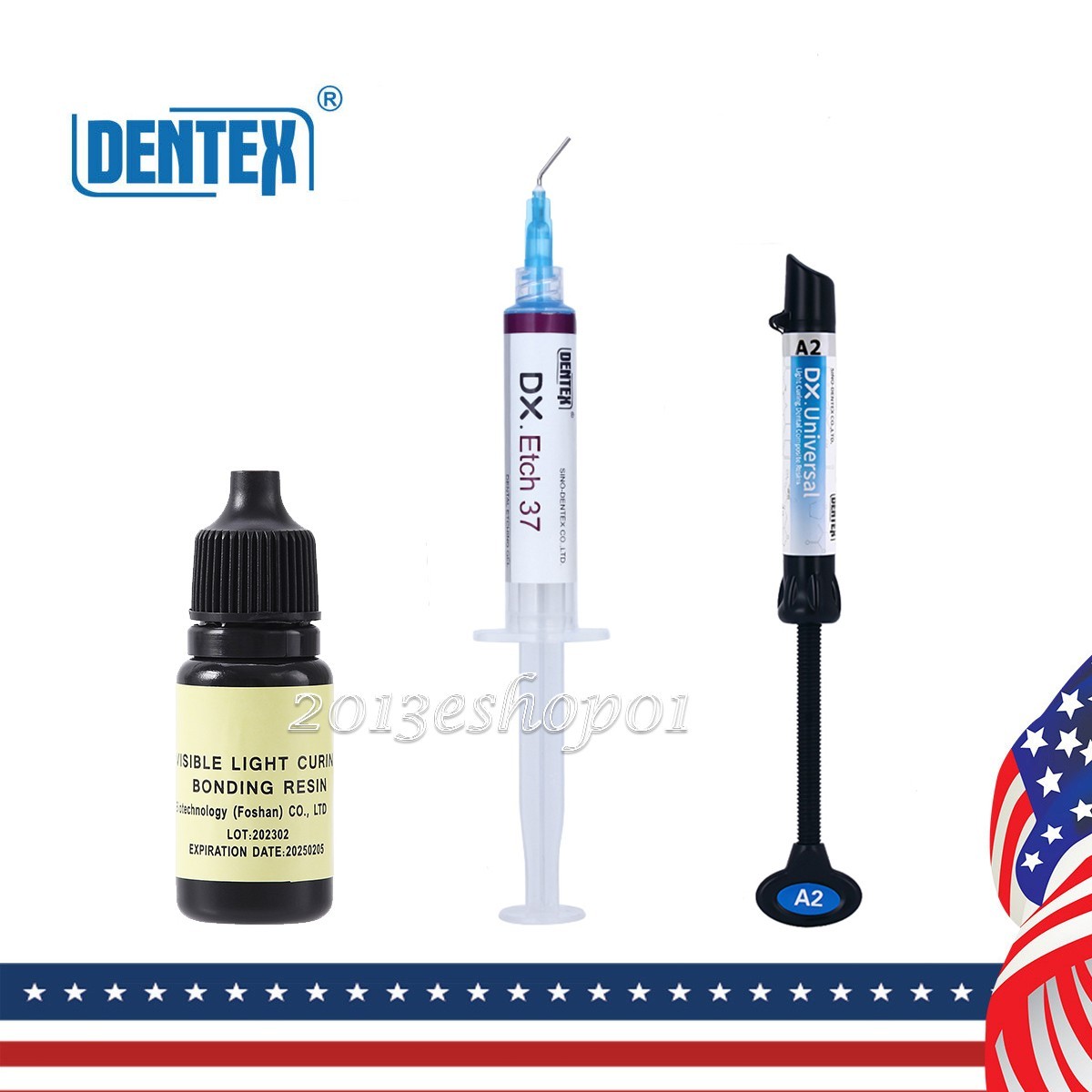 Dental Universal Light Cure Composite Resin A2 /Etching Gel/Bonding Adhesive Kit