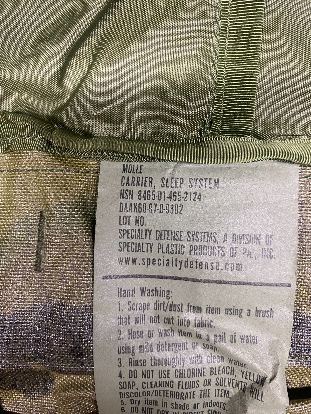 US Military MOLLE Woodland Sleep System Carrier, Used, Free Shipping