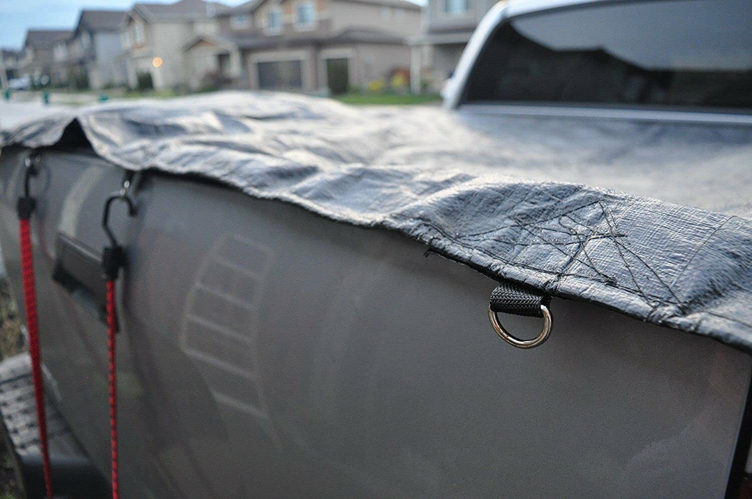 Black Truck Tarp - Hauling Tarp 16 Mil Heavy Duty Poly Dry Top Tarp D-rings