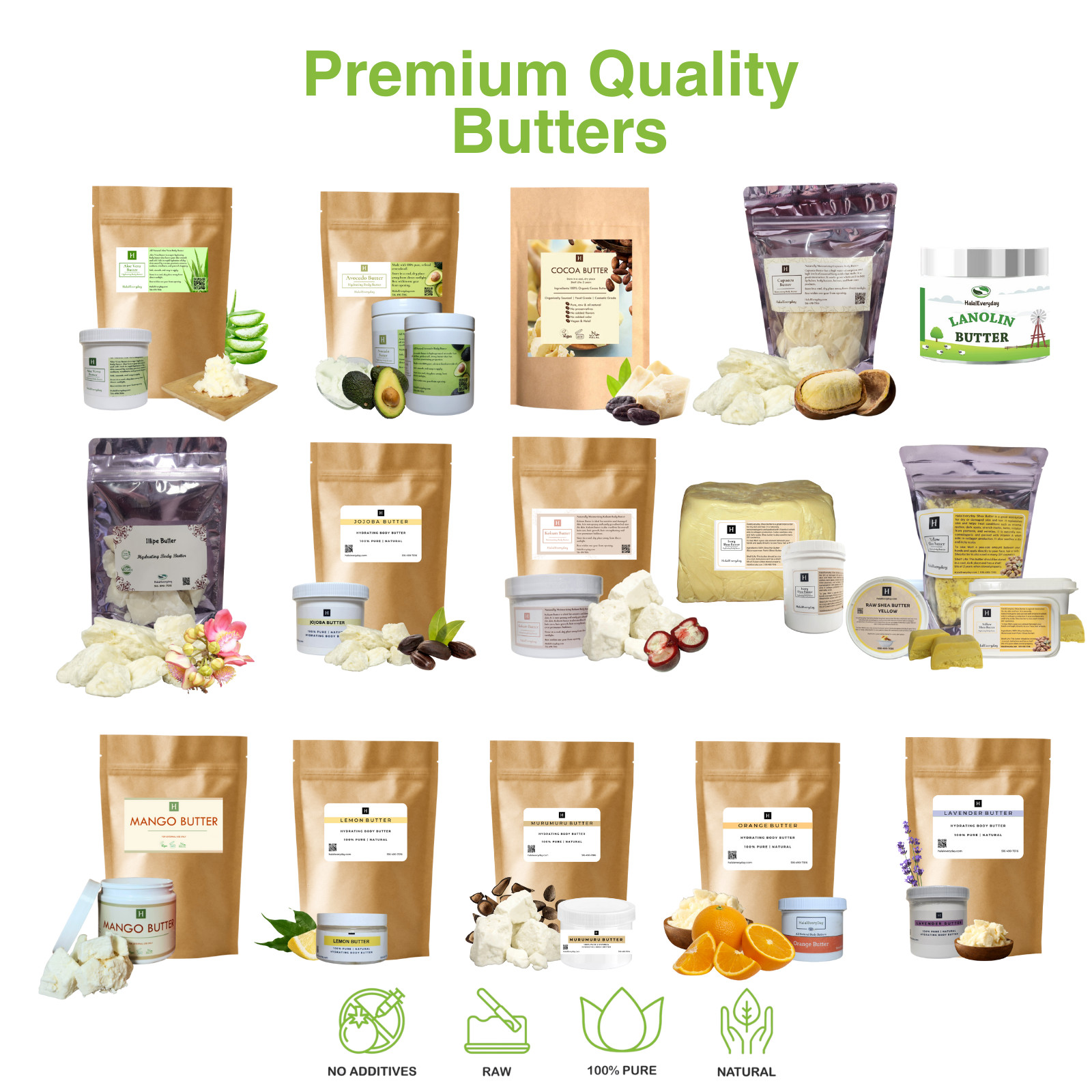 Raw African Shea, Mango, Cocoa, Kokum, Illipe Butter 100% Pure Unrefined Bulk