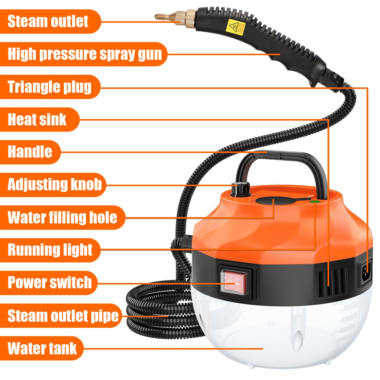 3800W Handheld Steam Cleaner High Pressure Household Car Steam Cleaning Machine