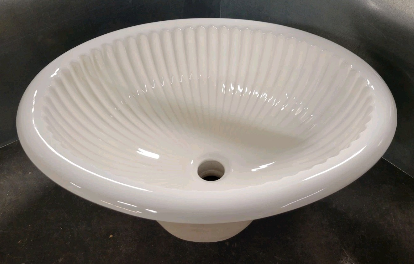 Kohler K-2217 Linia Oval Seashell Sculpted Drop-In Bathroom Sink w/ Overflow