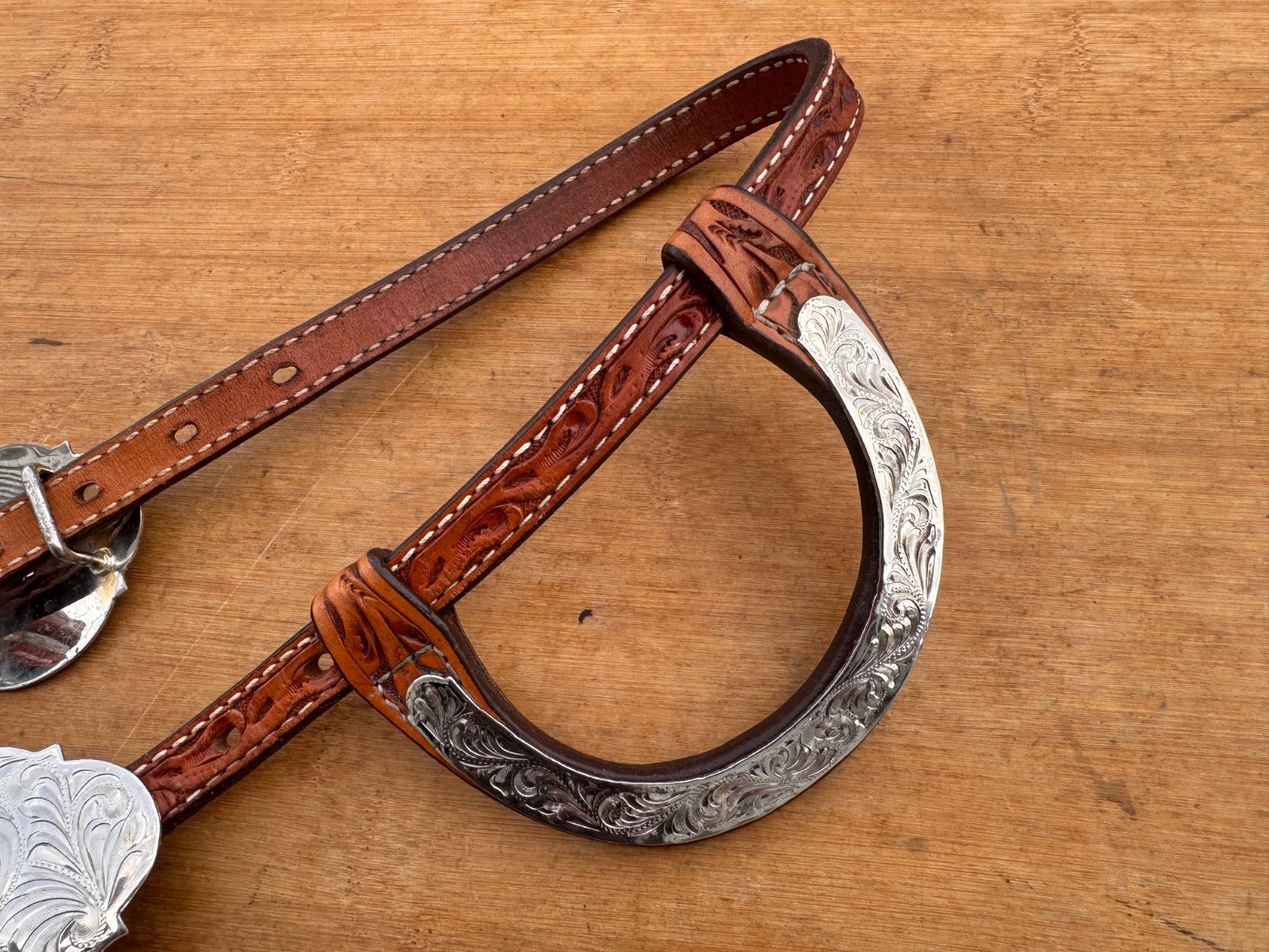 Billy Royal Tristan Silver Tooled Light Oil Western Show Horse Headstall