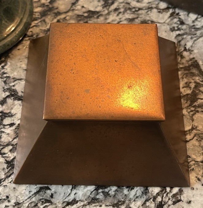 Vintage Pyramid Inkwell - Two-Tone Copper - Gilt Well