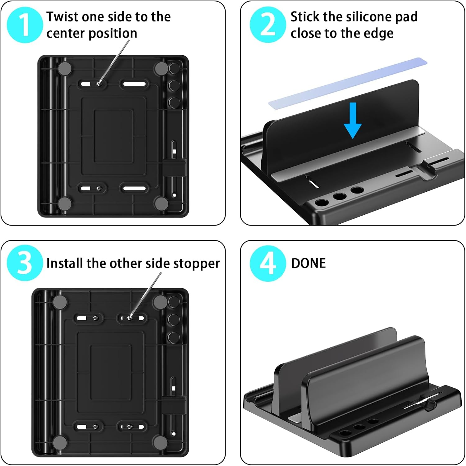 Vertical Laptop Stand Holder - Adjustable ABS Plastic Desktop Management Noteboo
