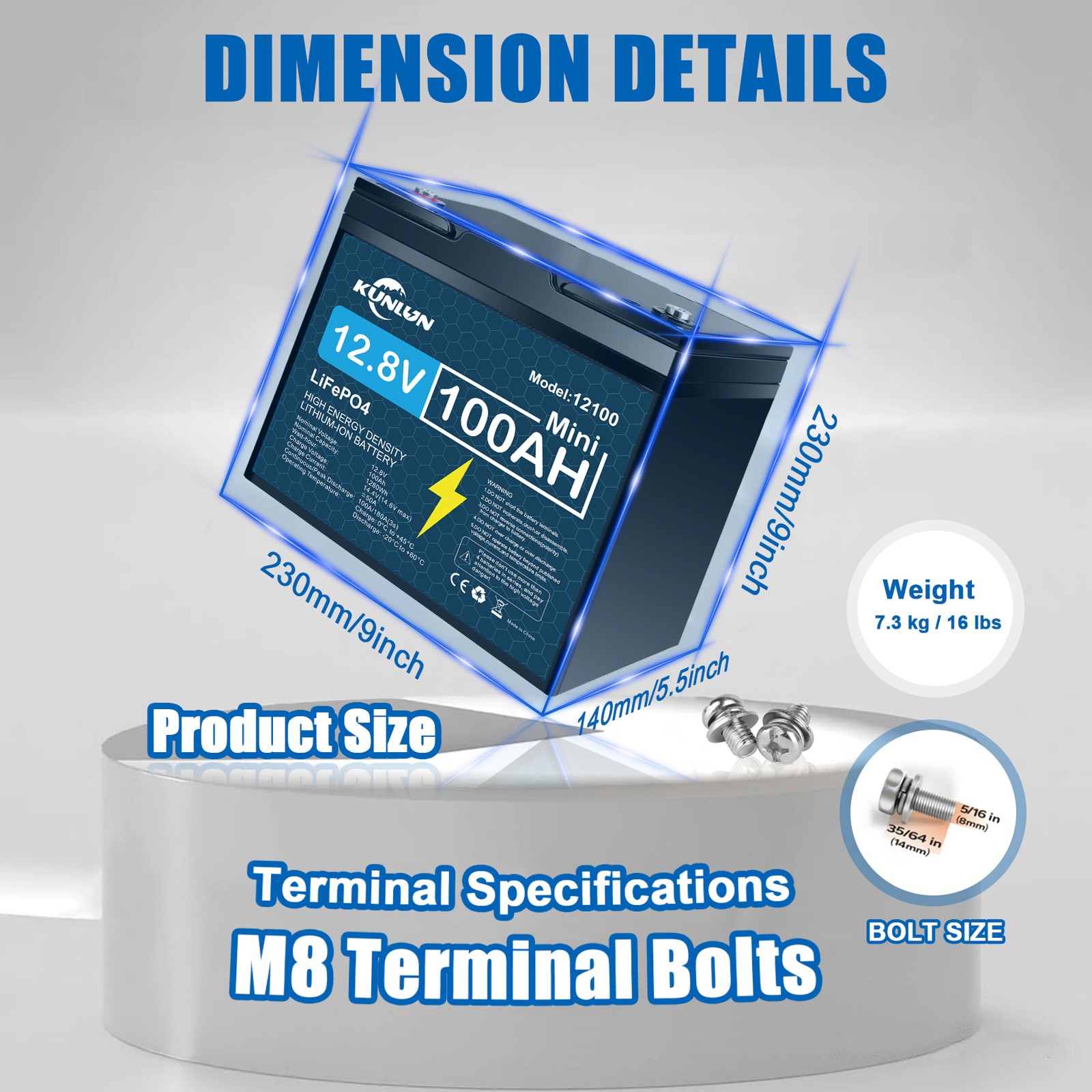 12V 100Ah LiFePO4 Lithium Battery 5000+ Deep Cycle For RV Marine Solar Off-grid