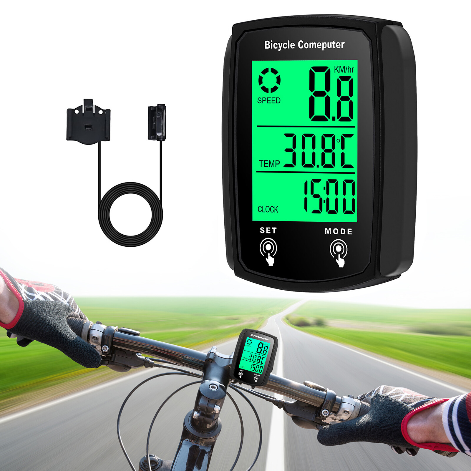 Bicycle Speedometer Cycle Digital Odometer Bike Computer Waterproof Touch Screen
