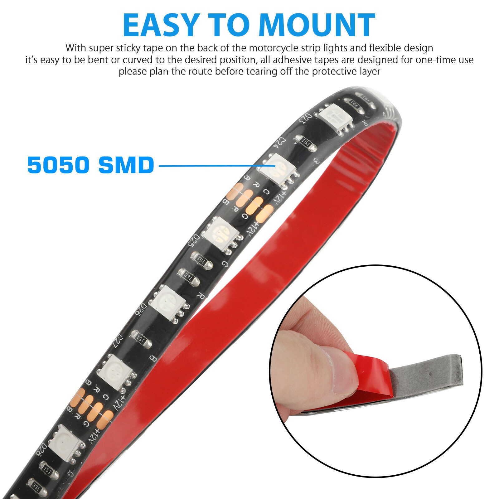 16PC RGB Bluetooth Motorcycle LED Light Under Glow Neon Strip Remote Control Kit