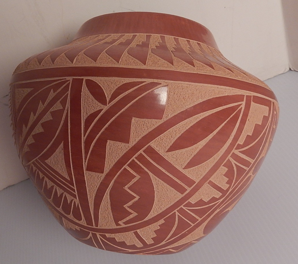 Beautiful Signed Ida Yepa Polychrome Redware Pot Jemez Pueblo