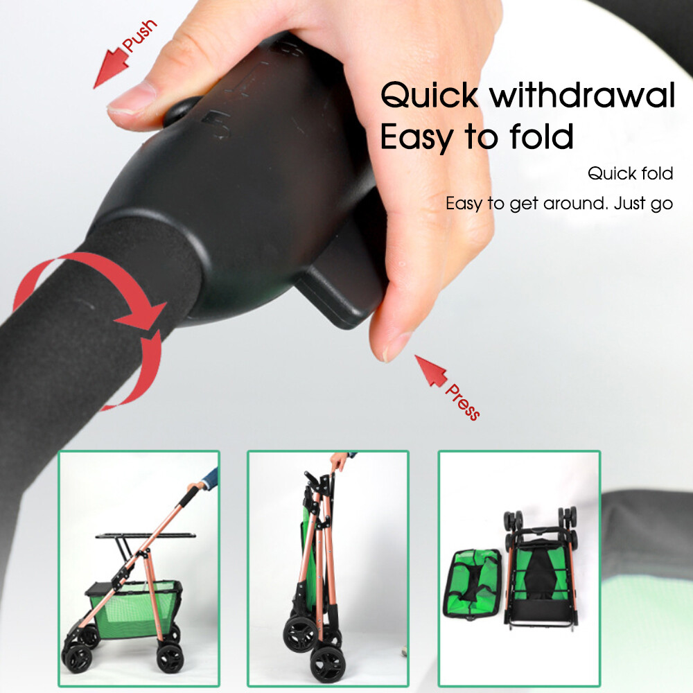 Collapsible Shopping Cart Utility Trolley Cart with Removable Tote&Swivel Wheels