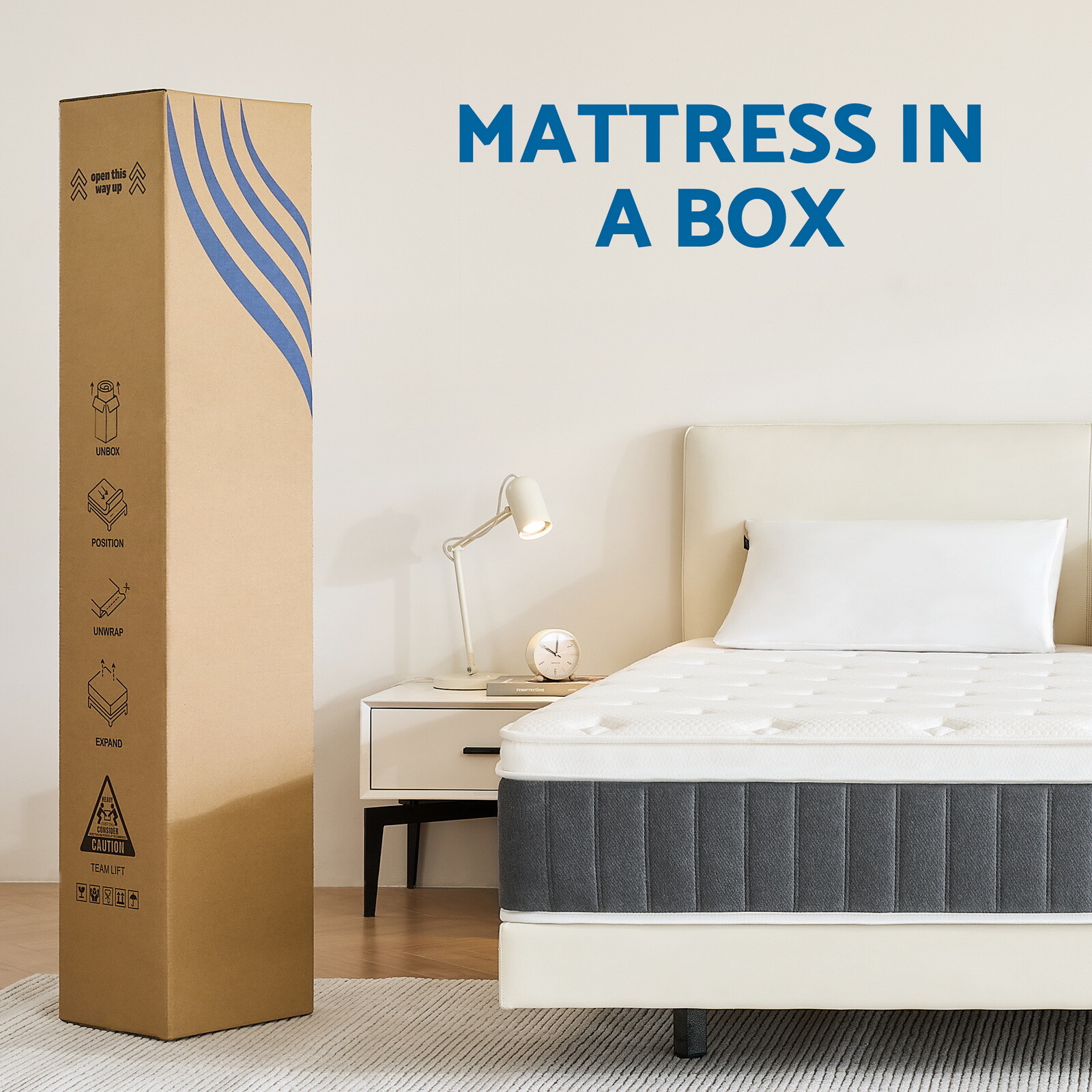 10" 12" 14" Hybrid Spring Gel Memory Queen Mattress Twin Full King Size In A Box