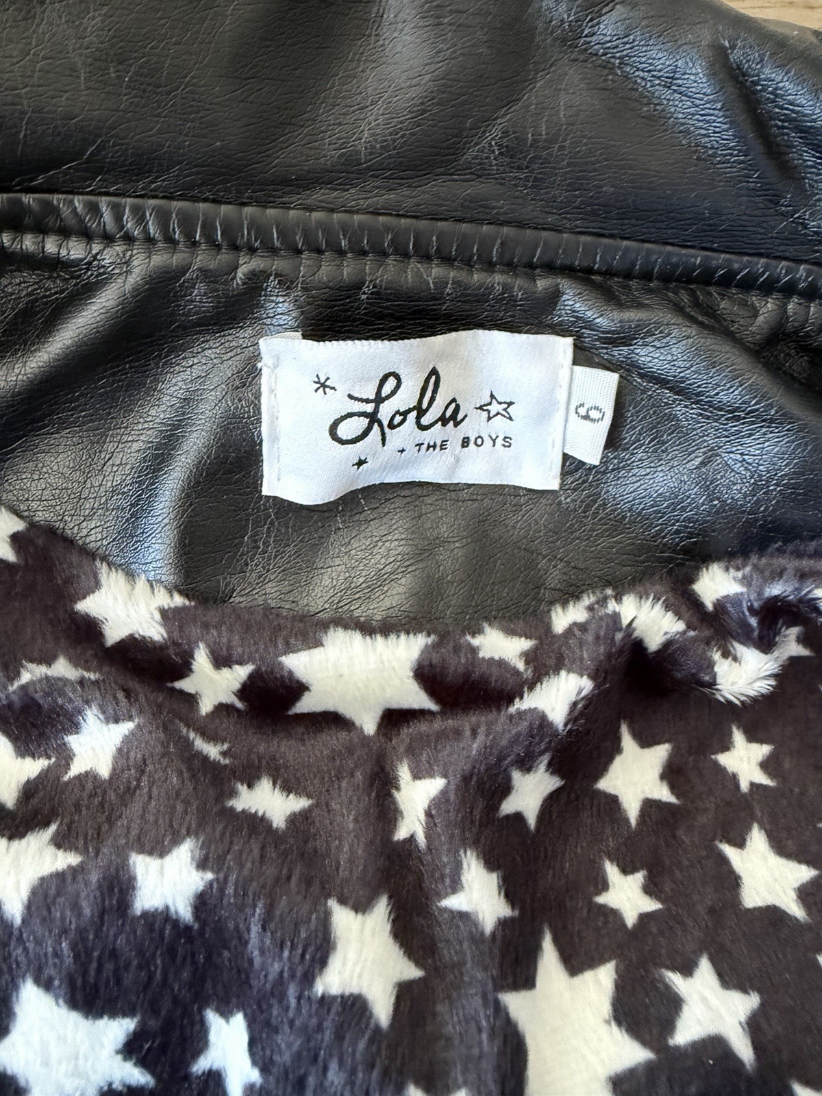 Lola and the Boys Happy Rainbow Vegan Leather embroidered jacket - 6