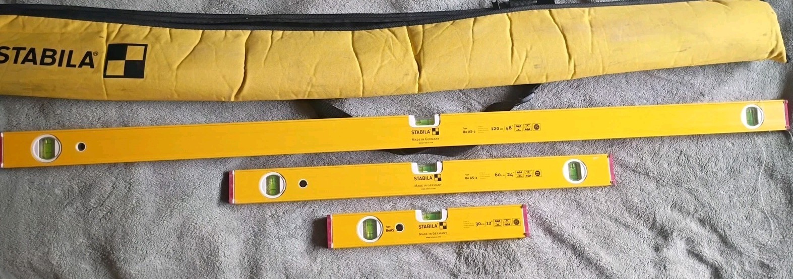 Stabila 3-piece 80AS 80 AS-2 48" 24", 12" Level Set