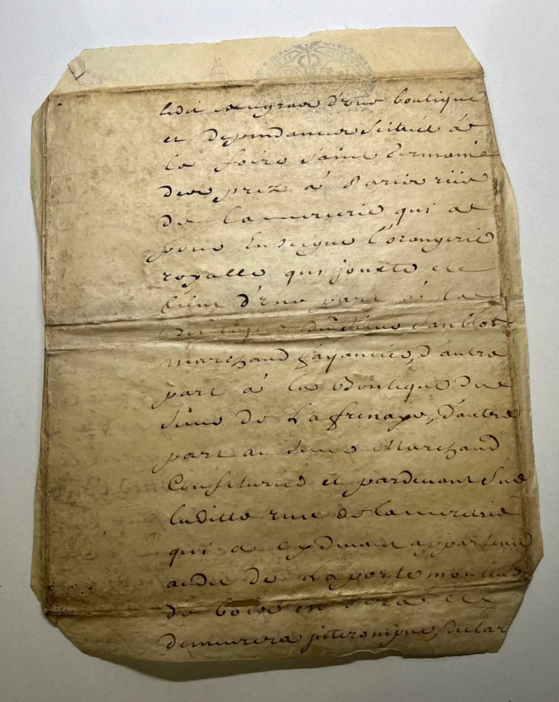 Antique FRENCH VELLUM DOCUMENT HAND WRITTEN GENUINE LETTER with French Seal