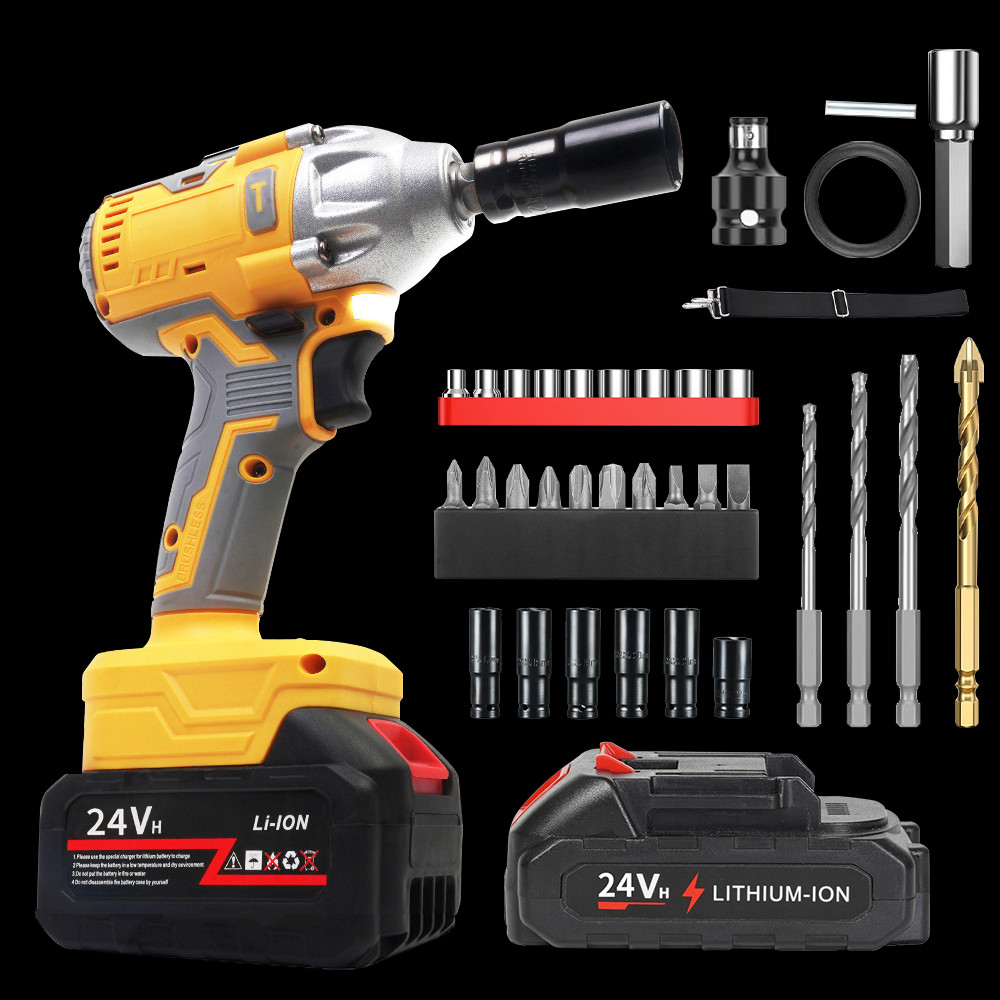 3 IN 1 Cordless Electric Impact Wrench Gun Power Drill Kit 12000RPM w/ 2 Battery