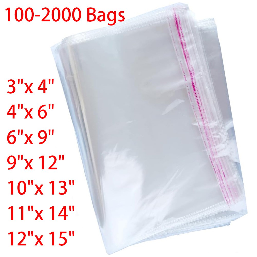 Clear Resealable Self Sealing Cello Cellophane Bag Plastic OPP Poly Bag Any Size
