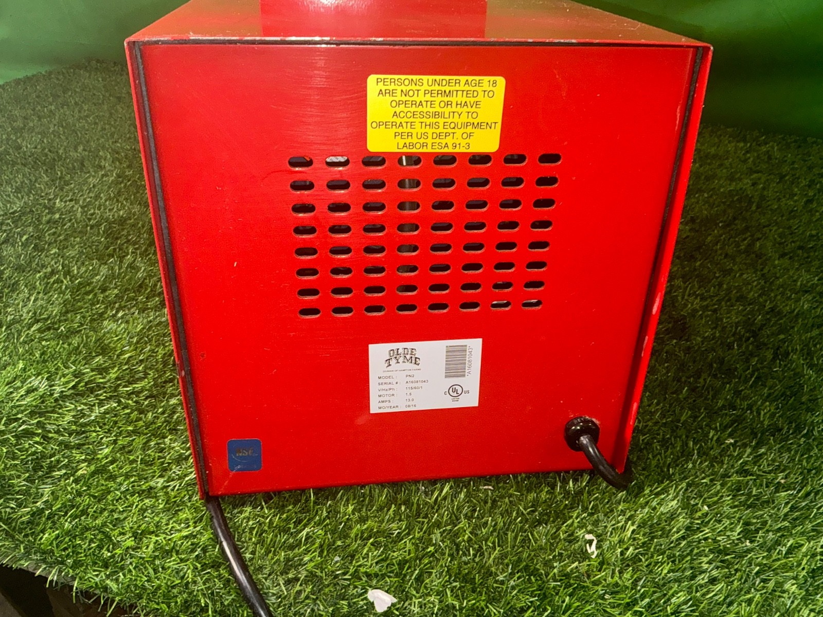 Olde Tyme Hampton Farms PN2 Nut Butter Grinder (Red) w/ Hopper 2104 1F