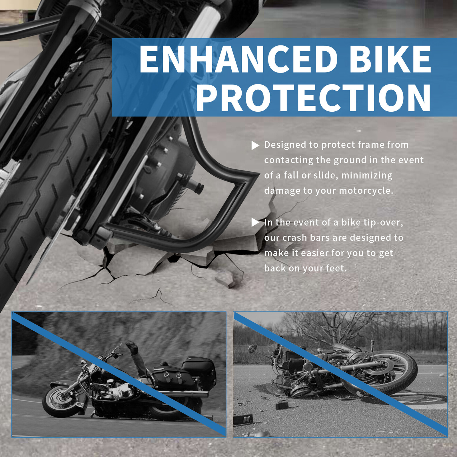 Engine Guard Highway Meathook Crash Bar for Harley Softail 2018-2023 Black