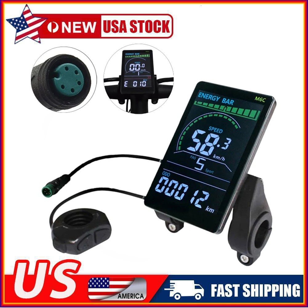 M6C Electric Bike Colorful Display LCD Screen+ SM/WP Plug For E-bike Scooter USA