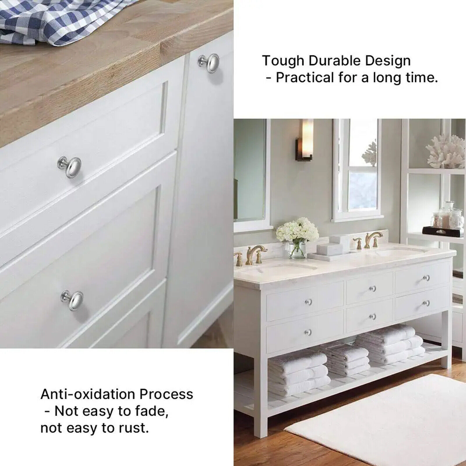 Brushed Nickel Kitchen Cabinet Door Knobs Dresser Drawer Round Pull Handles Lot