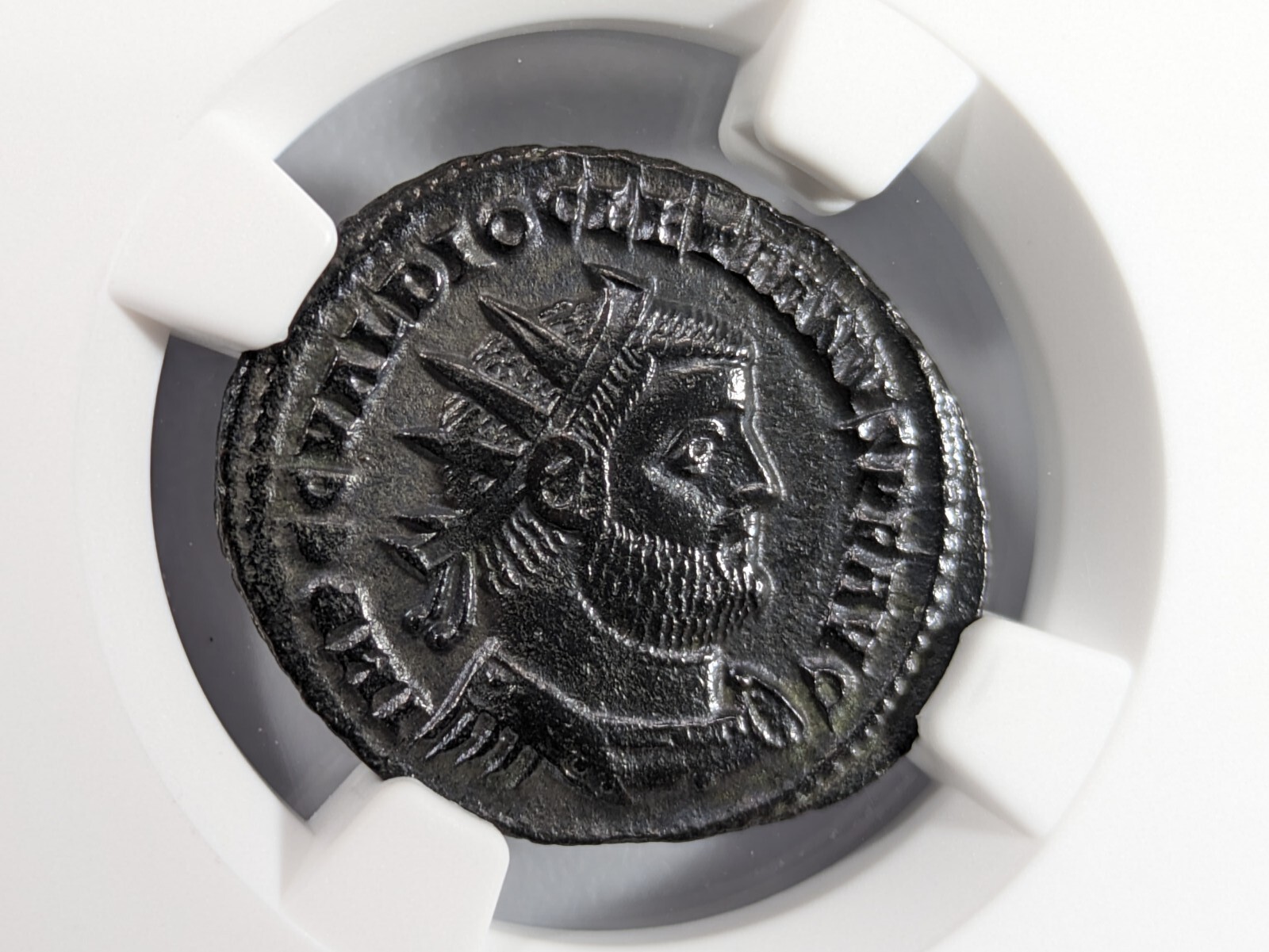 Diocletian Roman Empire AD 284-305 NGC AU Post Ref Radiate Aurelianianus Soldier
