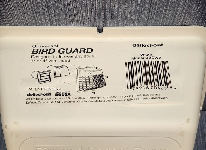 Lot of 6 x Deflecto Universal Bird Guard, White, Fits over any 3 or 4" vent hood