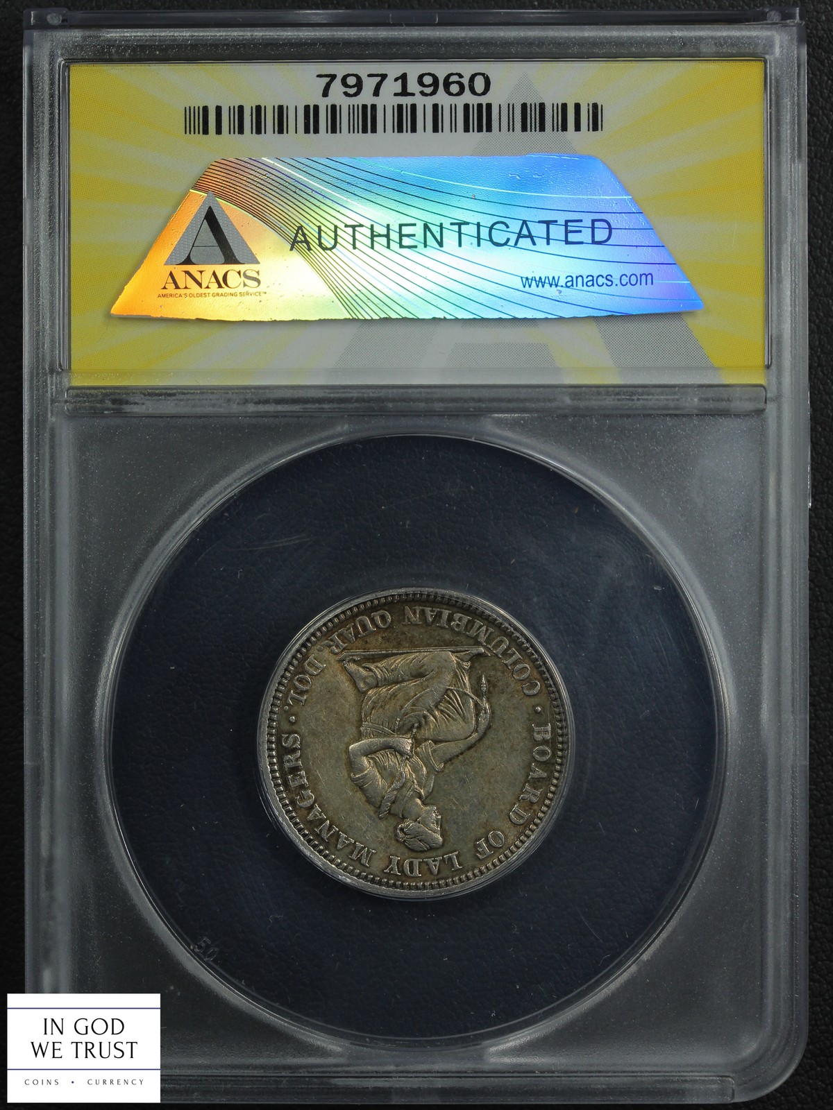 1893 Isabella Commemorative Silver Quarter 25C ANACS AU 58 Details - Cleaned